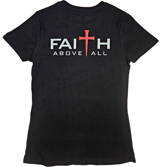 Womens Faith Above All Back Print Tee